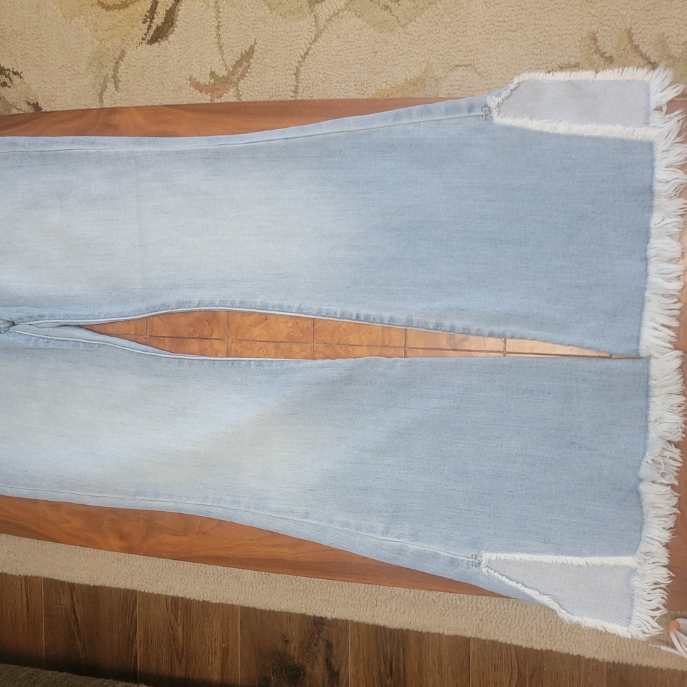 Maurices Blue Flare Wide Leg Jeans Distressed Design